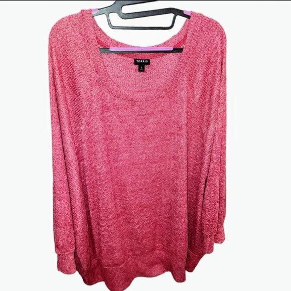 5 TORRID lightweight Dolman sleeve loose fit buttery soft red long sleeve top 5X - Picture 2 of 3